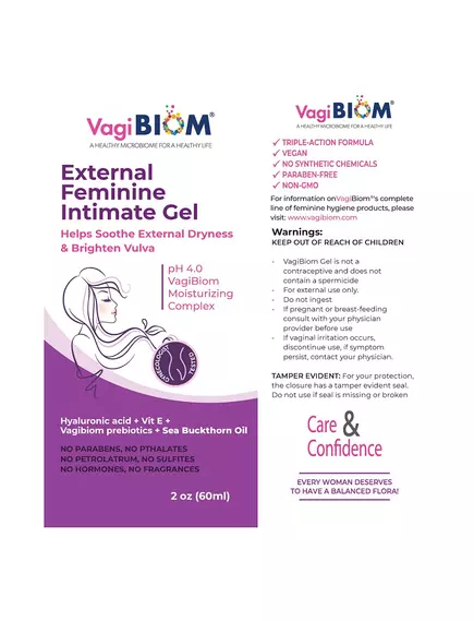 Biom Probiotics Natural External Vaginal Moisturizer Gel / Зовнішній вагінальний зволожувальний гель 60 мл, фото 3 в магазине биодобавок nutrido.shop