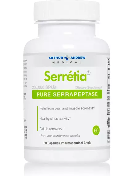 Arthur Andrew Serretia / Серреция серрапептаза 250.000 SPU 60 капсул в магазине биодобавок nutrido.shop
