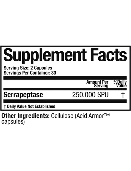 ARTHUR ANDREW SERRETIA / СЕРРЕЦІЯ СЕРРАПЕПТАЗА 250.000 SPU 60 КАПСУЛ, фото 3 від магазину біодобавок nutrido.shop