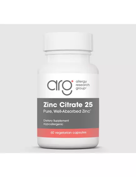 Allergy Research Zinc Citrate / Цинк цитрат 25 мг 60 капсул в магазине биодобавок nutrido.shop