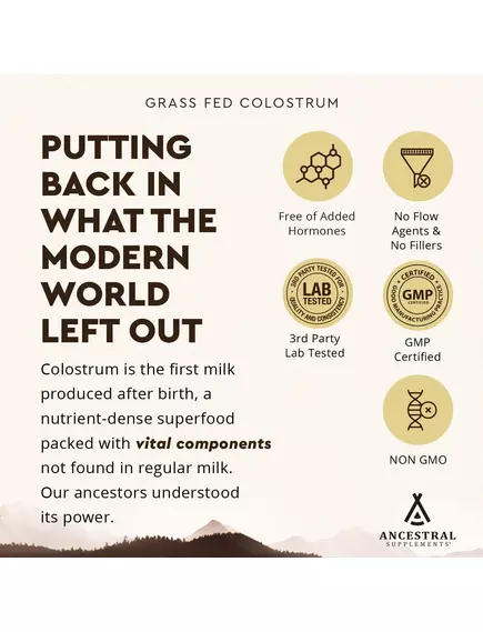 Ancestral Supplements Grass Fed Beef Colostrum Jar / Молозиво від корів трав'яної відгодівлі 120 г, фото 6 від магазину біодобавок nutrido.shop