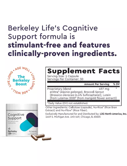 Berkeley Life Cognitive Support / Підтримка когнітивних функцій 30 капсул, фото 2 від магазину біодобавок nutrido.shop