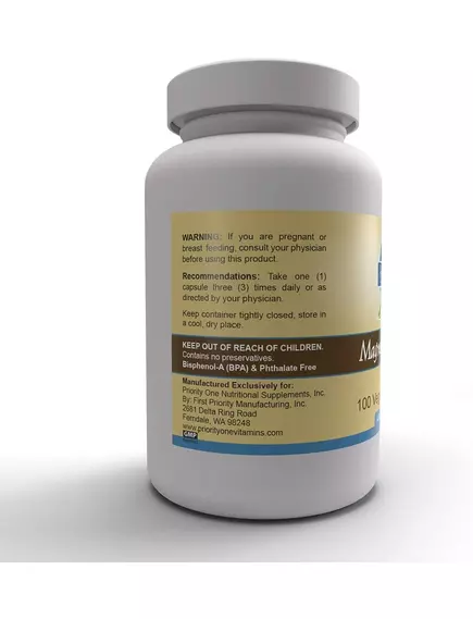 Priority One Magnesium Orotate / Магній оротат 100 капсул, фото 4 в магазине биодобавок nutrido.shop