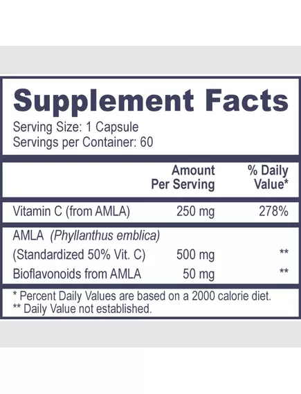 Professional Health Products AMLA-C / Натуральний вітамін C із ягід амла 60 капсул, фото 2 в магазине биодобавок nutrido.shop