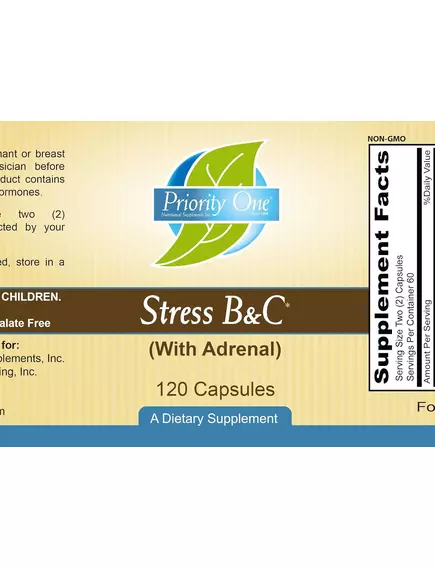 Priority One Stress B & C / Вітаміни Б і C підтримка при стресі 120 капсул, фото 4 від магазину біодобавок nutrido.shop