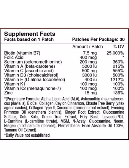 Patch Aid Biotin Plus Vitamin / Патчи для здоровья волос, кожи и ногтей Биотин плюс витамин 30 шт, фото 6 в магазине биодобавок nutrido.shop