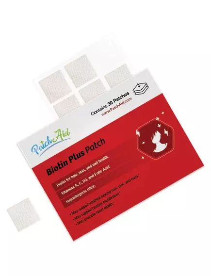 Patch Aid Biotin Plus Vitamin / Патчи для здоровья волос, кожи и ногтей Биотин плюс витамин 30 шт, фото 2 в магазине биодобавок nutrido.shop