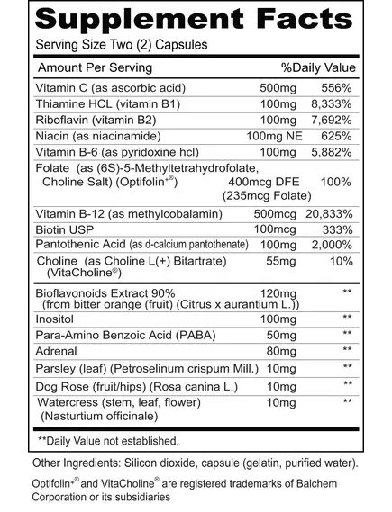 Priority One Stress B&C / Вітаміни Б і C підтримка при стресі 60 капсул, фото 2 в магазине биодобавок nutrido.shop
