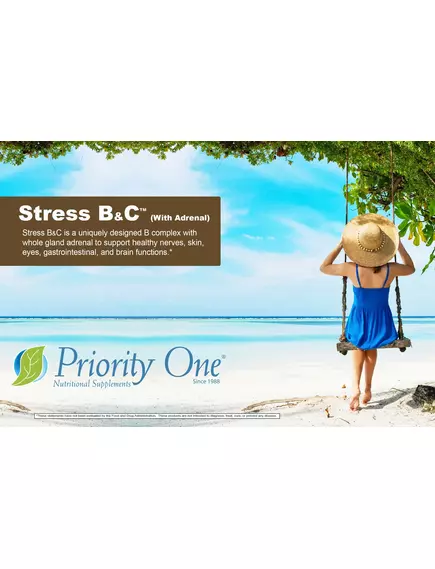 Priority One Stress B&C / Вітаміни Б і C підтримка при стресі 60 капсул, фото 3 в магазине биодобавок nutrido.shop