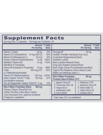 Professional Health Products Slim P-Meno / Підтримка жіночого здоров'я пременопауза та менопауза 60 капсул, фото 2 в магазине биодобавок nutrido.shop