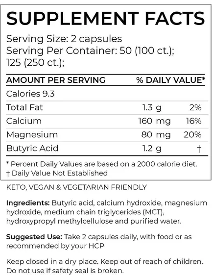 BodyBio Butyrate Cal-Mag / Бутират с кальцием и магнием 100 капс, фото 2 в магазине биодобавок nutrido.shop