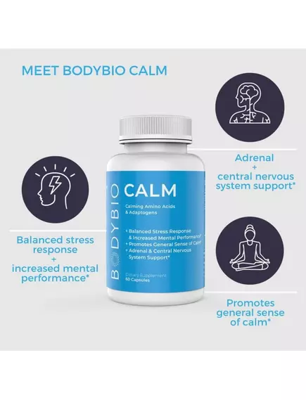 BodyBio Calm / Підтримка нервової системи та зниження стресу 60 капсул, фото 4 в магазине биодобавок nutrido.shop