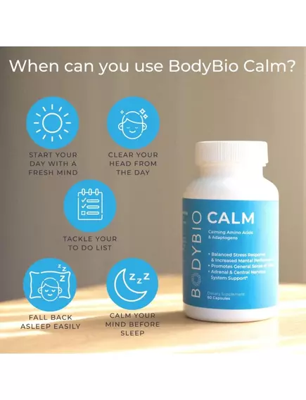BodyBio Calm / Підтримка нервової системи та зниження стресу 60 капсул, фото 7 в магазине биодобавок nutrido.shop
