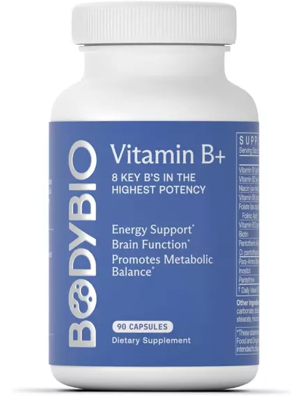BodyBio Vitamin B+ / Комплекс вітамінів групи Б 90 капсул в магазине биодобавок nutrido.shop