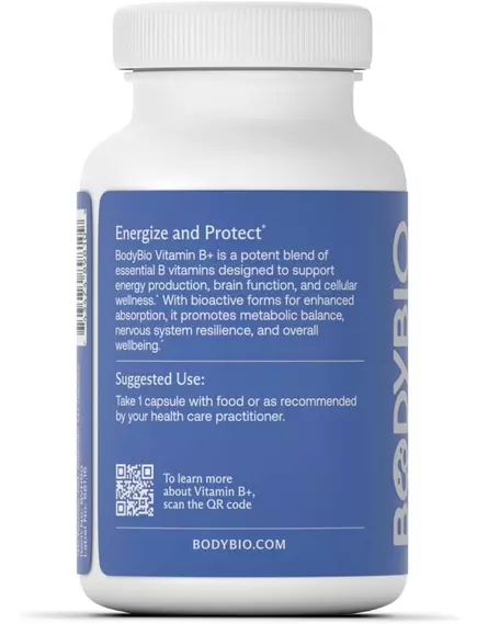 BodyBio Vitamin B+ / Комплекс вітамінів групи Б 90 капсул, фото 9 в магазине биодобавок nutrido.shop