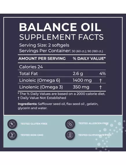 BodyBio Balance Oil / Органічна лінолева та ліноленова кислоти (Омега 3 і 6) 180 капсул, фото 3 від магазину біодобавок nutrido.shop