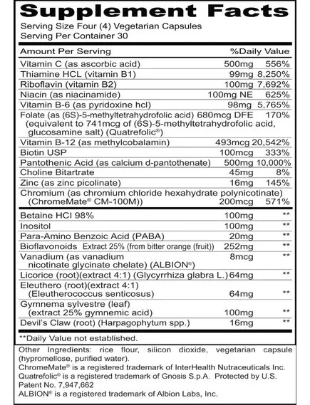 Priority One Healthy Glucose / Здоровий метаболізм  глюкози 120 капсул, фото 2 в магазине биодобавок nutrido.shop