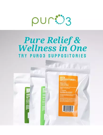 PurO3 Ozonated Olive&Castor Oil Suppositories / Свечи с озоном и оливковым и касторовым маслами 30, фото 5 в магазине биодобавок nutrido.shop