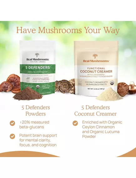 Real Mushrooms Functional Coconut Creamer / Кокосові вершки + суміш із 5 екстрактів грибів 180 г, фото 6 від магазину біодобавок nutrido.shop