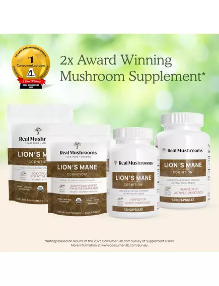 Real Mushrooms Lion's Mane / Їжовик гребінчастий органік порошок для когнітивного здоров'я 150 г, фото 3 від магазину біодобавок nutrido.shop