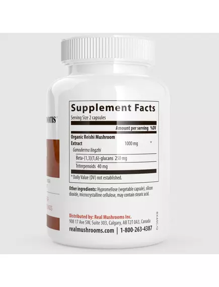 REAL MUSHROOMS REISHI / РЕЙША ОРГАНІК 200 КАПСУЛ, фото 2 від магазину біодобавок nutrido.shop