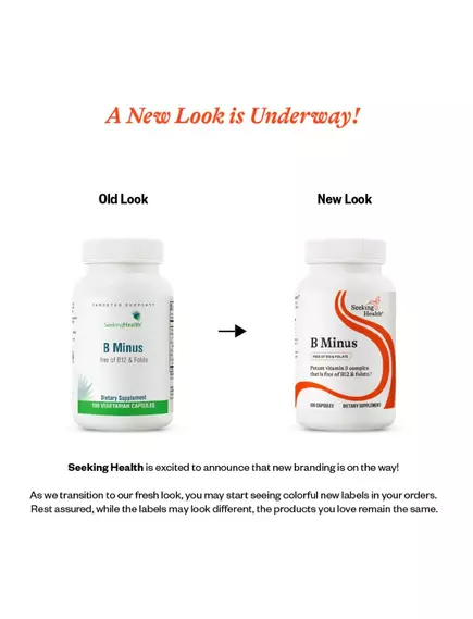 Seeking Health B Minus / Комплекс витаминов группы Б без Б12 и фолиевой 100 капсул, фото 2 в магазине биодобавок nutrido.shop