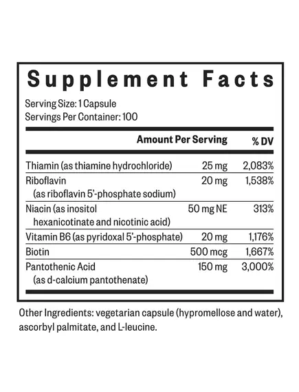Seeking Health B Minus / Комплекс витаминов группы Б без Б12 и фолиевой 100 капсул, фото 3 в магазине биодобавок nutrido.shop