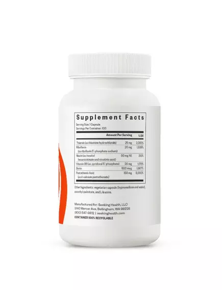 Seeking Health B Minus / Комплекс витаминов группы Б без Б12 и фолиевой 100 капсул, фото 4 в магазине биодобавок nutrido.shop