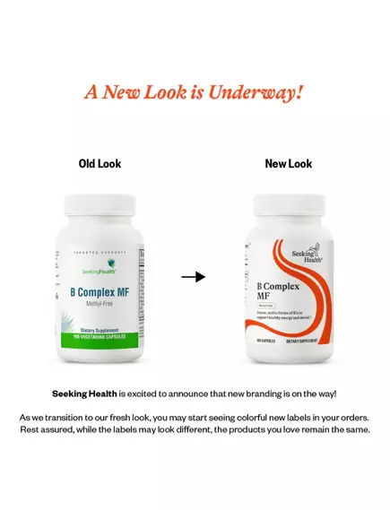 SEEKING HEALTH B COMPLEX MF / БЕЗМЕТИЛЬНИЙ КОМПЛЕКС ВІТАМІНІВ ГРУПИ Б 100 КАПСУЛ, фото 2 від магазину біодобавок nutrido.shop