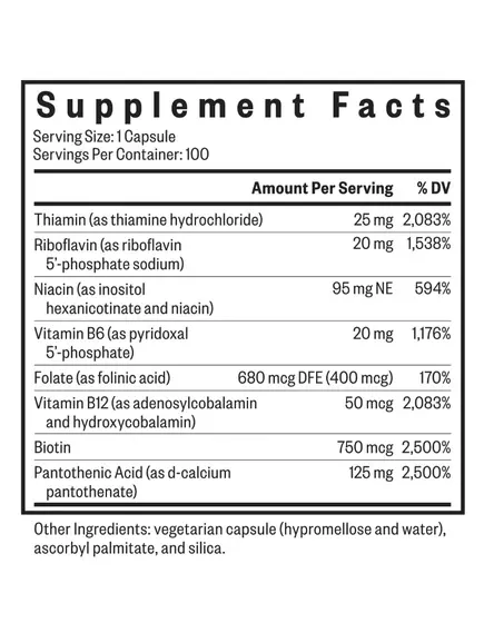 SEEKING HEALTH B COMPLEX MF / БЕЗМЕТИЛЬНИЙ КОМПЛЕКС ВІТАМІНІВ ГРУПИ Б 100 КАПСУЛ, фото 3 від магазину біодобавок nutrido.shop