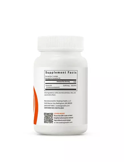 SEEKING HEALTH ADENO B12 / БІОДОСТУПНИЙ Б12 АДЕНОЗИЛКОБАЛАМІН 3000 МКГ 60 ЛЬОДЯНИКІВ, фото 4 від магазину біодобавок nutrido.shop