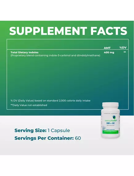 SEEKING HEALTH DIM + I3C / ДІМ + ІНДОЛ ЗДОРОВИЙ МЕТАБОЛІЗМ ЕСТРОГЕНУ 60 КАПСУЛ, фото 4 від магазину біодобавок nutrido.shop