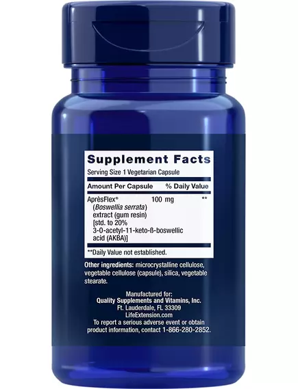 Life Extension 5-LOX Inhibitor with AprèsFlex / Босвеллия 5-LOX блокатор с ApresFlex 60 капсул, фото 2 в магазине биодобавок nutrido.shop