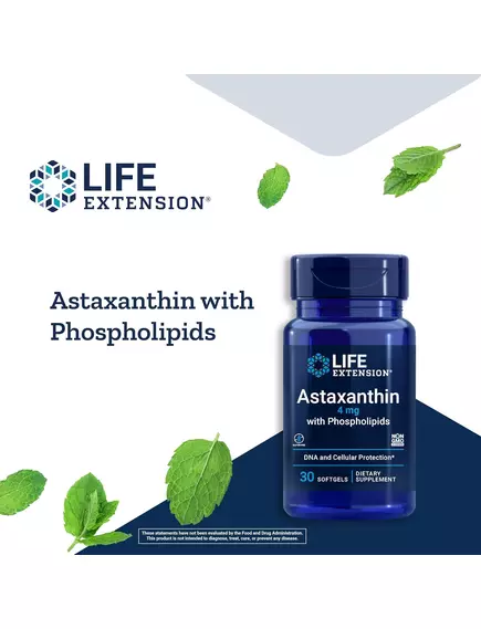 Life Extension Astaxanthin with Phospholipids / Астаксантин із фосфоліпідами 30 капсул, фото 4 в магазине биодобавок nutrido.shop