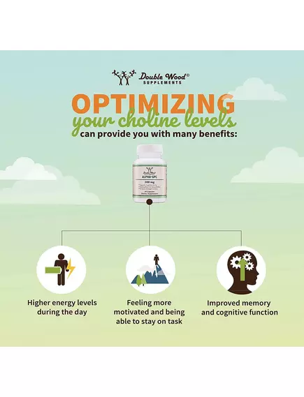 DOUBLE WOOD ALPHA GPC / АЛЬФА-ГПХ ХОЛІН ДЛЯ КОГНІТИВНОГО ЗДОРОВ'Я 60 КАПСУЛ, фото 3 від магазину біодобавок nutrido.shop