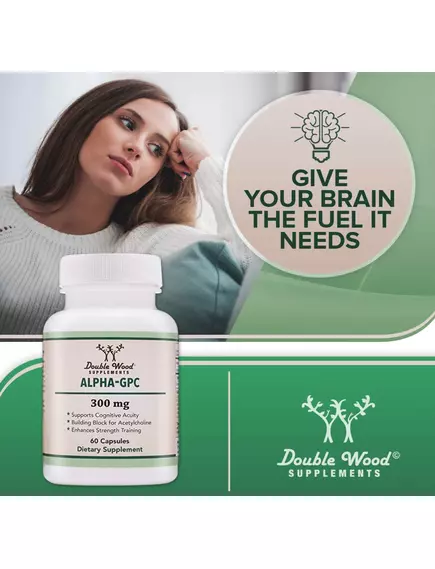 DOUBLE WOOD ALPHA GPC / АЛЬФА-ГПХ ХОЛІН ДЛЯ КОГНІТИВНОГО ЗДОРОВ'Я 60 КАПСУЛ, фото 4 від магазину біодобавок nutrido.shop