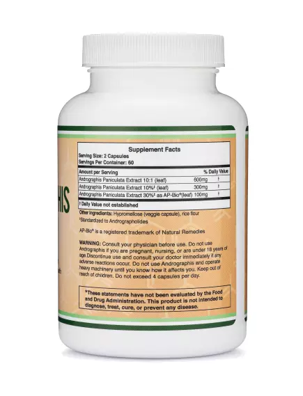 DOUBLE WOOD ANDROGRAPHIS / АНДРОГРАФІС ПІДТРИМКА ЗДОРОВ'Я ІМУННОЇ СИСТЕМИ 120 КАПСУЛ, фото 2 від магазину біодобавок nutrido.shop