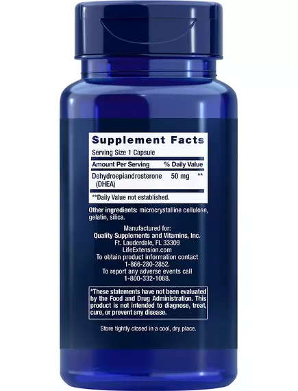 LIFE EXTENSION DHEA / ДГЕА ПІДТРИМКА ПРИ ВТОМІ ТА ГОРМОНАЛЬНОМУ ВИСНАЖЕННІ 50 МГ 60 КАПСУЛ, фото 2 від магазину біодобавок nutrido.shop