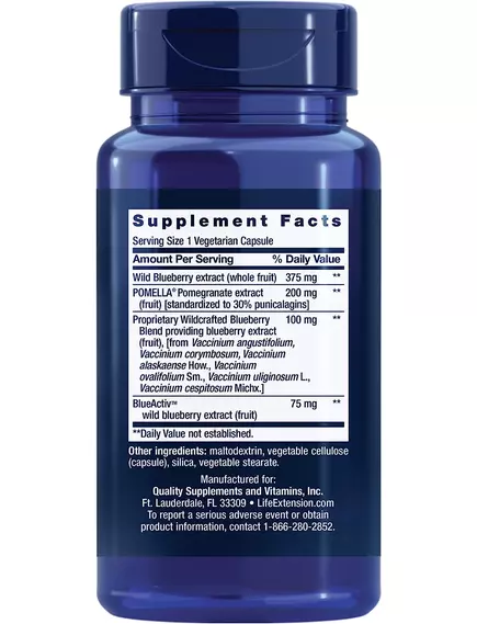 Life Extension Blueberry Extract and Pomegranate / Чорниця і гранат антиоксиданти 60 капсул, фото 2 від магазину біодобавок nutrido.shop