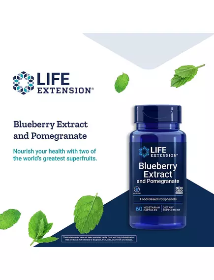 Life Extension Blueberry Extract and Pomegranate / Чорниця і гранат антиоксиданти 60 капсул, фото 3 від магазину біодобавок nutrido.shop
