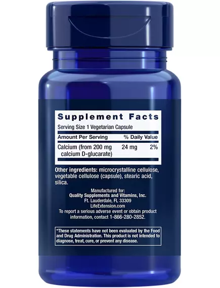 Life Extension Calcium D-Glucarate/D-глюкарат кальцію 200 мг 60 капсул, фото 3 в магазине биодобавок nutrido.shop