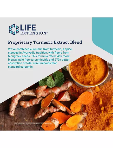 Life Extension Curcumin Elite Turmeric Extract / Биодоступный куркумин 60 капсул, фото 3 в магазине биодобавок nutrido.shop