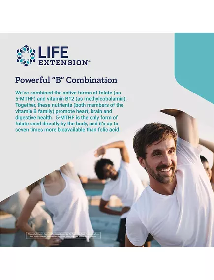 Life Extension BioActive Folate & Vitamin B12 / Фолат (5-MTHF) і вітамін Б12 (метилкобаламін) 90 капсул, фото 5 від магазину біодобавок nutrido.shop