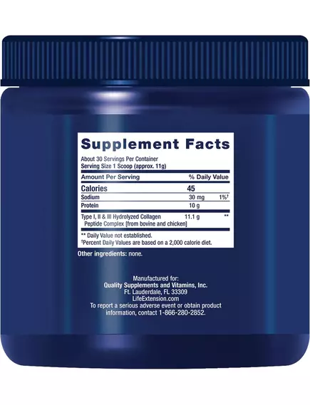 Life Extension Collagen Peptides for Skin & Joints / Пептиди колагену для шкіри та суглобів 343 г, фото 2 в магазине биодобавок nutrido.shop