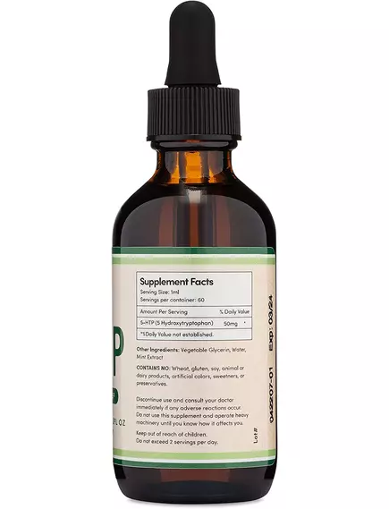 DOUBLE WOOD 5-HTP LIQUID DROPS / 5-ГІДРОКСИТРИПТОФАН ДЛЯ ГАРНОГО НАСТРОЮ ТА СНУ РІДКИЙ 60 МЛ, фото 2 від магазину біодобавок nutrido.shop