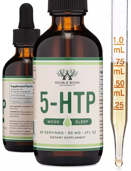 DOUBLE WOOD 5-HTP LIQUID DROPS / 5-ГІДРОКСИТРИПТОФАН ДЛЯ ГАРНОГО НАСТРОЮ ТА СНУ РІДКИЙ 60 МЛ, фото 7 від магазину біодобавок nutrido.shop