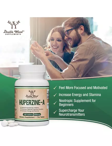 DOUBLE WOOD HUPERZINE A / ГІПЕРЗИН А ПІДТРИМКА ЗДОРОВ'Я МОЗКУ 120 ТАБЛ, фото 5 від магазину біодобавок nutrido.shop