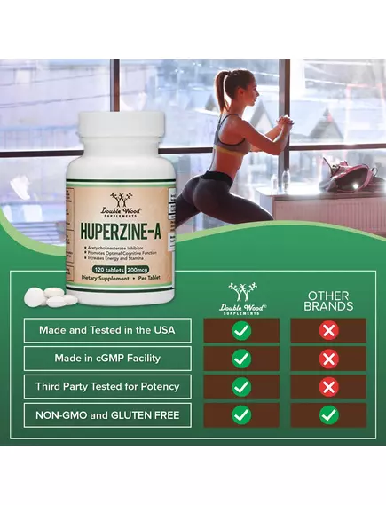 DOUBLE WOOD HUPERZINE A / ГІПЕРЗИН А ПІДТРИМКА ЗДОРОВ'Я МОЗКУ 120 ТАБЛ, фото 6 від магазину біодобавок nutrido.shop