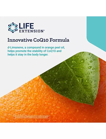 LIFE EXTENSION SUPER-ABSORBABLE COQ10 (UBIQUINONE) WITH D-LIMONENE / УБІХІНОН КУ10 З D-ЛИМОНЕНОМ 50 МГ 60 КАПСУЛ, фото 4 від магазину біодобавок nutrido.shop