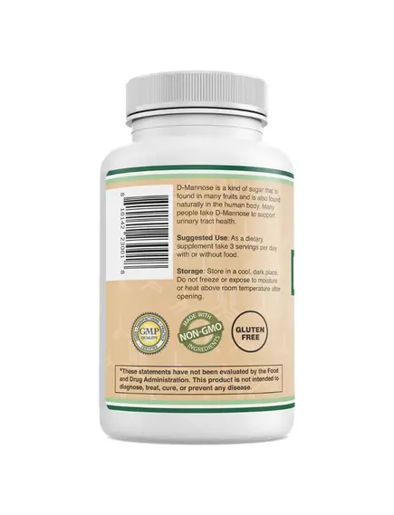 Double Wood D-Mannose / Д-манноза для здоров'я сечовивідних шляхів 500 мг 90 капсул, фото 4 від магазину біодобавок nutrido.shop